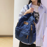 weiyinxing Ladies Soft Canvas School Backpack Trendy Denim Boy Girl Travel Student Bag Male Female College Backpack Men Women Bags