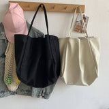 Weiyinxing Canvas Shoulder Bag Large Capacity Grocery Totes Simple Solid Color Designer Handbag Reusable Shopper Eco Shopping Bags