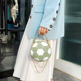 Weiyinxing Fashion Women Ball Bag Soft PU Leather Round Crossbody Thick Chain Hand Bags And Purses Female Basketball Bag Woven Bag