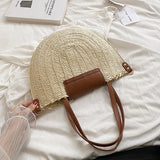 Weiyinxing Women Summer Straw Bag Woven Beach Shoulder Bags Casual Designer Saddle Shopper Totes Female Large Capacity Travel Handbag