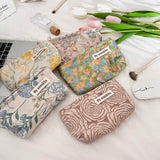 Weiyinxing Jacquard Flower Women's Cosmetic Bag Simple Portable Ladies Small Coin Purse Floral Handbags Student Girls Storage Bags