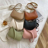 weiyinxing New Women's Fashion Handbags Retro Solid Color PU Leather Shoulder Underarm Bag Casual Women Hobos Handbags