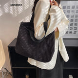 Weiyinxing Soft Corduroy Handbags For Women Shoulder Side Bag Vintage Large Shopper Shopping Bags Zipper Tote 2023 Fashion Versatile
