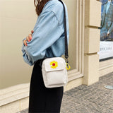 Weiyinxing Women's Single Shoulder Bag Fashion Solid Color Casual Handbag Outdoor Daisy Canvas Handbag Zipper Cross-body Bag Messenger Bag