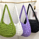 weiyinxing Ruched Oversized Women Shoulder Bags Designer Quilted Padded Crossbody Bag Large Capacity Nylon Tote Big Shopper Purses