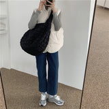 weiyinxing Large Capacity Tote Shoulder Bags Designer Ruched Handbag Luxury Nylon Quilted Padded Crossbody Bag Female Big Purse 2023