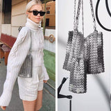 weiyinxing Silver Metal Sequins Women Shoulder Bags Designer Metallic Chains Crossbody Bag Luxury Evening Party Small Purses 2023