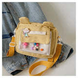 Weiyinxing New Crossbody Bag Cartoon Canvas Small Square Bag Student Girl Cute Girl Rabbit Ear Shoulder Bag