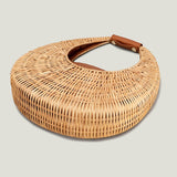 weiyinxing Half Mloon Rattan Women Handbags Designer Wicker Woven Hand Bags Handmade Woven Summer Beach Straw Bag Luxury Bali Purse