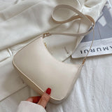 weiyinxing New Women's Fashion Handbags Retro Solid Color PU Leather Shoulder Underarm Bag Casual Women Hobos Handbags