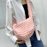 Weiyinxing hobos puffy crossbody bags for women designer nylon ruched quilted lady shoulder bag small tote female purses 2023