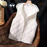 Weiyinxing Autumn New Ultra Light Down Cotton Vest Women Hooded Sleeveless Jacket Female Outerwear Cotton Padded Waistcoat M-5XL