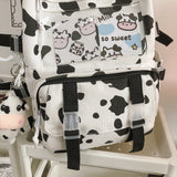Weiyinxing Women Backpacks Female Cow Printing Funny Student Knapsack Large Capacity Cute Pendant for College for Ladies Girl