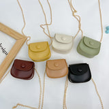 Weiyinxing Children's Coin Purse Handbags PU Leather Kids Small Square Messenger Bags Fashion Chains Girls Boys Saddle Shoulder Bag