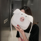 Weiyinxing Womens Cute Shoulder Bag Kawaii Cartoon Pig Solid Color Phone Purses and Handbags Girls Female Casual Pu Leather Bags Sac