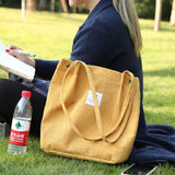 weiyinxing Women Corduroy Shoulder Bag Eco Friendly Reusable Shopping Bag Casual Foldable Tote Soft Female Handbag Canvas Large Size Pocke