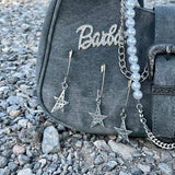 Weiyinxing Vintage Y2k Womens Shoulder Bag Goth Stars Crossbody Bag for Phone Pins Pearl Chain 2023 New Fashion Female Luxury Handbags