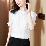 Weiyinxing Sleeve Blouse Women White Lace Chiffon Blouse Shirt Tops Women Blusas Mujer De Moda 2023 Blouses Shirts Blusa Camisas E159