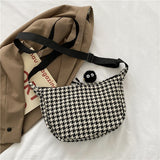 Weiyinxing Houndstooth Crossbody Bags Women Ins All Match Zipper Hobos Basic Stylish Shoulder Female Street Chic Simple Teenagers
