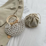 Weiyinxing Summer Straw Woven Beach Bag Rattan Ladies Purses Handbag Wrist Pack Women Handle Female Bucket Tote Bags Nice Cute Bag