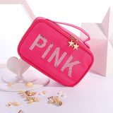 Weiyinxing Sequined Pink hand-held Make-up Bag Korean Edition Travel Portable Hand-held Pocket Square bag