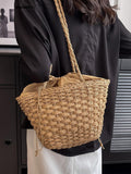 Weiyinxing Straw Bucket Bag For Women 2023 Summer Trendy Weave Brand Beach Basket Top Handle Handbags Fashion Simple Shoulder Bags Tote