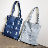 Weiyinxing Quality Shopping Bags Open Pocket Women's Handbags Denim Jean Casual Fashion Handbags Bags for Women Tote Shoulder Bag