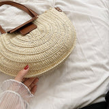 Weiyinxing Women Summer Straw Bag Woven Beach Shoulder Bags Casual Designer Saddle Shopper Totes Female Large Capacity Travel Handbag