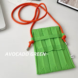 Weiyinxing Knitting Small Crossbody Bags Women Organ Pleated Mini Shoulder Messenger Bag Ladies Foldable Long Straps Phone Purse