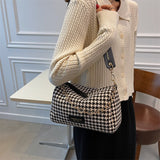 Weiyinxing Chain Houndstooth Shoulder Crossbody Bags Woolen Cloth Luxury Designer Women 2023Winter Handbags and Purse Branded Bolsa