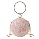 Weiyinxing Women Evening Day Clutch Colorful Crystal Diamonds Round Ball Shaped Clutches Lady Handbag Wedding Purse Chain Shoulder Bag