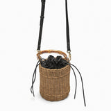 weiyinxing Rattan Women Shoulder Bags Designer Bamboo Handle Wicker Woven Handbags Casual Summer Beach Straw Bag Small Bucket Purse