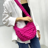 Weiyinxing hobos puffy crossbody bags for women designer nylon ruched quilted lady shoulder bag small tote female purses 2023