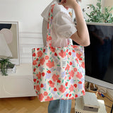 Weiyinxing New Style Fashion Vintage Floral Canvas Shoulder Bag for Women Simple Hanbag Large Casual Capacity Shopper Tote Bags