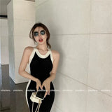 Weiyinxing Women  Knitted Bodycon Dress Summer Thin Female Vintage Party Sleeveless Beach Casual Robe Dresses Sexy Split Maxi Vestido P194