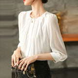 Weiyinxing Fashion Summer Women Tops O-Neck White Chiffon Blouse Shirt Blouses Blusas Mujer De Moda 2023 Verano Blouse Women Blusa G832