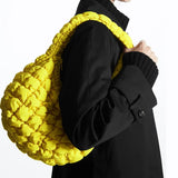Weiyinxing Quilted Small Tote Bag Designer Ruched Canvas Shoulder Bags Casual Nylon Padded Handbags Simple Female Purses 2023 Sac