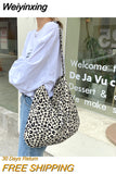 Weiyinxing Leopard Pattern Messenger Bag for Women Large Capacity Ladies Shoulder Shopping Bags Vintage Design Casual Tote Handbags