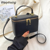 Weiyinxing Mini Box Shape PU Leather Crossbody Sling Bag with Short Handle Women 2023 Cute Totes Shoulder Handbag and Purses Brand