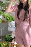 Weiyinxing Fragrance Shorts Set Korean Sweet Two Piece Set Women Shirt Crop Top + Shorts Suits Summer Elegant 2 Piece Pants Sets