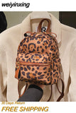 weiyinxing Luxury Designer Fashion Women Nylon Backpack Mini Soft Leopard Print Small Backpack Female Ladies Shoulder Bag Girls Purses