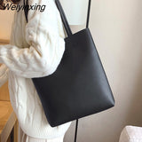 Weiyinxing YIDE New 2023 Women's Bag New Vertical Korean Fashion Solid Color Bag Casual Shoulder Bag Large Capacity Portable Tote Bag