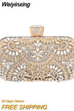 Weiyinxing Wedding Clutch Purse Luxury Women Handbag Design Party Shoulder Bag Flower Hollow Out Pattern Ladies Evening Night Bag