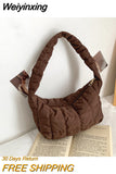 Weiyinxing Oxford Cloth Women's Shoulder Bag Folds Rhombus Embroidery Thread Underarm Bag Niche Design Simple Handbags for Women