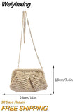 Weiyinxing Designer Trendy Straw Weaving Shoulder Bag Versatile Small Beading Handbag For Women Summer Casual Beach Bag Travel Purse 911