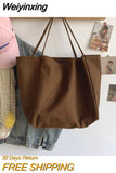 Weiyinxing Canvas Shoulder Bag Large Capacity Grocery Totes Simple Solid Color Designer Handbag Reusable Shopper Eco Shopping Bags