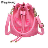 Weiyinxing Drawstring The Bucket Bag Brands Women's Handbags Candy Color Shoulder Crossbody Bag Designer Bags for Women 2023 Tote