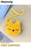 Weiyinxing Cute Children's Crossbody Bags Soft Plush Cat Kindergarten Girls Shoulder Bag Lovely Baby Kids Mini Coin Purse Handbags