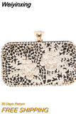 Weiyinxing Wedding Clutch Purse Luxury Women Handbag Design Party Shoulder Bag Flower Hollow Out Pattern Ladies Evening Night Bag