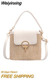 Weiyinxing straw women shoulder bags rattan handbags wicker woven crossbody bag summer beach buckets bag ladies travel small purses